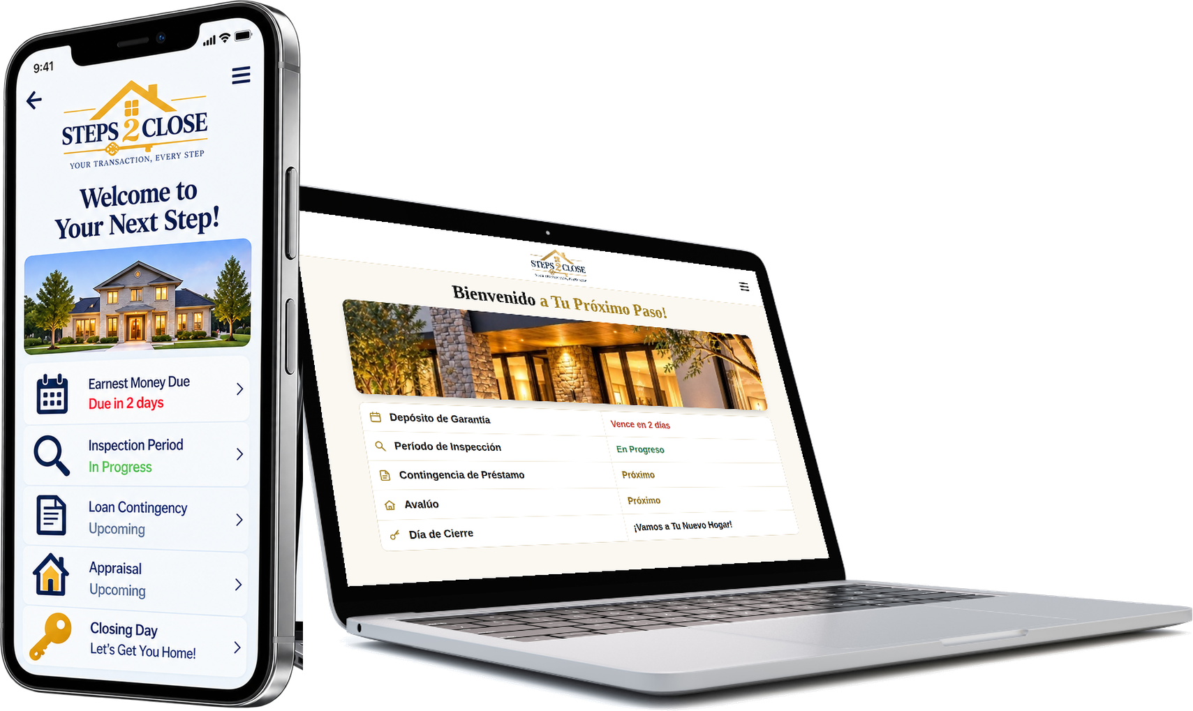 Steps2Close app on phone and laptop